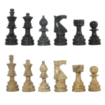 Black & Coral Deluxe Style Marble Chess Pieces