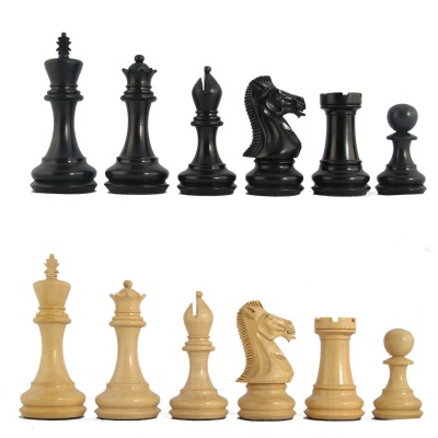 4'' MoW Ebonized Elite Premier Staunton Chess Pieces