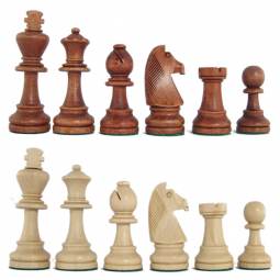 3 1/2'' Stained Beech Standard Staunton Chess Pieces with Storage Box