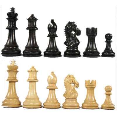 3 3/4" MoW Ebonized Praetorian Staunton Chess Pieces