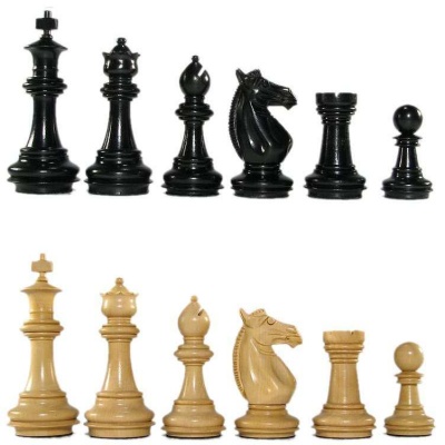 3 1/4" MoW Ebonized Phalanx Staunton Chess Pieces