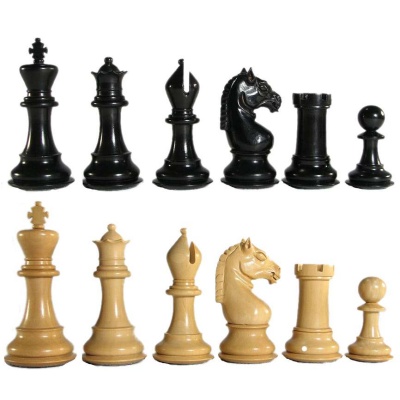 3 1/2" MoW Ebonized Myrmidon Staunton Chess Pieces