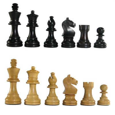 3 1/4" MoW Ebonised Tournament Premier Staunton Chess Pieces