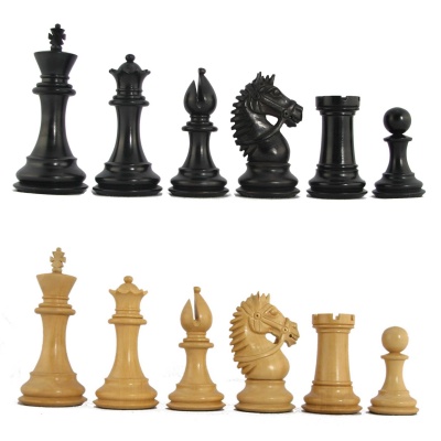 4" MoW Ebonized Centurion Signature Staunton Chess Pieces