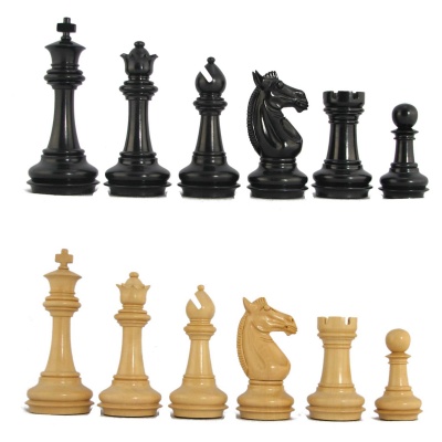 4" MoW Ebonized Phalanx Staunton Chess Pieces