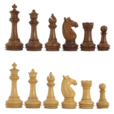 4" MoW Honey Rosewood Phalanx Staunton Chess Pieces