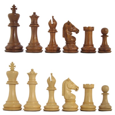 4 1/2" MoW Honey Rosewood Myrmidon Staunton Chess Pieces