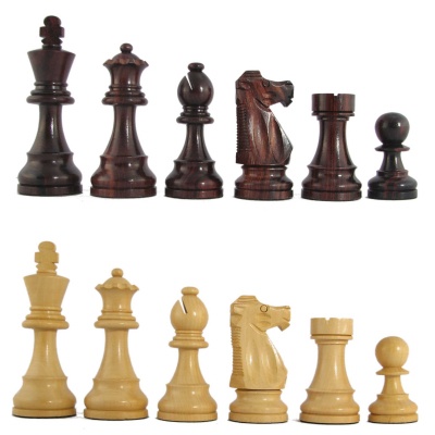 3 3/4" MoW Cardinal Rosewood Executive French Staunton Chess Pieces