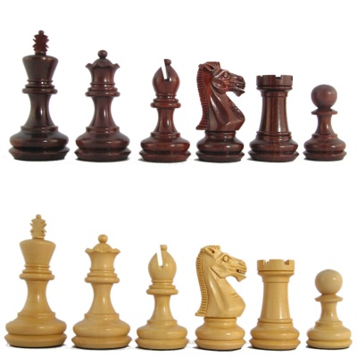 3" MoW Crimson Rosewood Elite Premier Staunton Chess Pieces