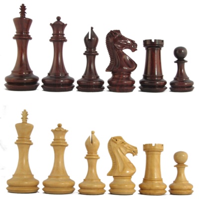 5" MoW Crimson Rosewood Elite Premier Staunton Chess Pieces