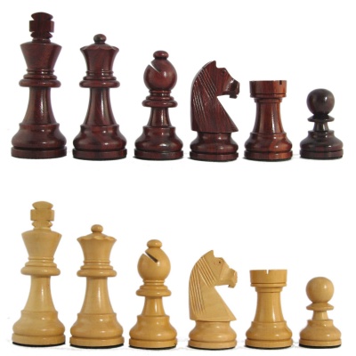 3" MoW Crimson Rosewood Executive German Staunton Chess Pieces