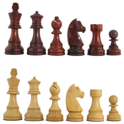 3 3/4" MoW Crimson Rosewood Executive German Staunton Chess Pieces