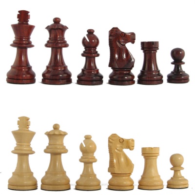 2 1/2" MoW Crimson Rosewood Executive French Staunton Chess Pieces
