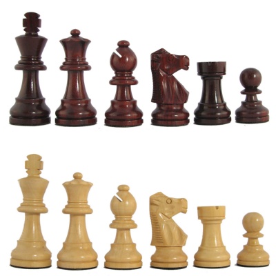 3" MoW Crimson Rosewood Executive French Staunton Chess Pieces