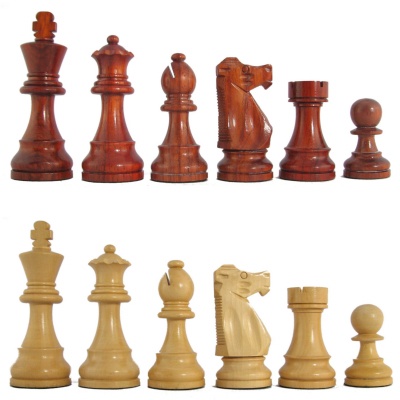 3 3/4" MoW Crimson Rosewood Executive French Staunton Chess Pieces