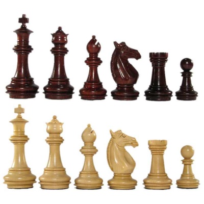 3 1/4" MoW Crimson Rosewood Phalanx Staunton Chess Pieces
