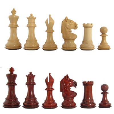 3 1/2" MoW Crimson Rosewood Myrmidon Staunton Chess Pieces