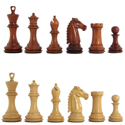 3 3/4" MoW Crimson Rosewood Supergrand Staunton Chess Pieces