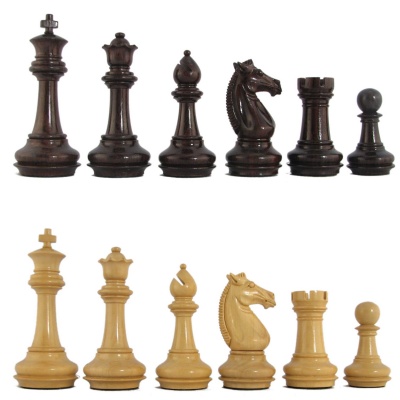 4" MoW Cardinal Rosewood Phalanx Signature Staunton Chess Pieces