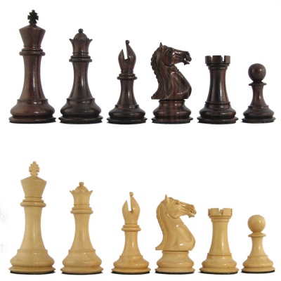4" MoW Cardinal Rosewood Imperator Signature Staunton Chess Pieces