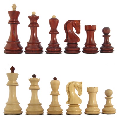 4" Mark of Westminster Crimson Rosewood Velites Signature Staunton Chess Pieces