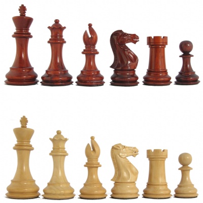 4" MoW Crimson Rosewood Legionnaires Signature Staunton Chess Pieces
