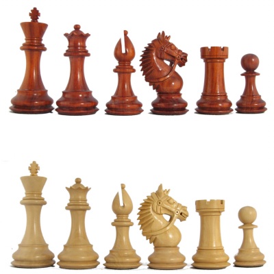4" MoW Crimson Rosewood Centurion Signature Staunton Chess Pieces