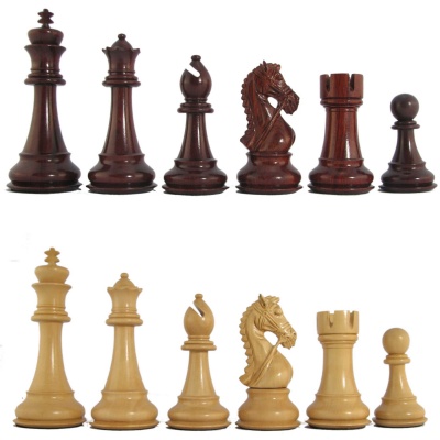 4 1/4" MoW Crimson Rosewood Praetorian Signature Staunton Chess Pieces