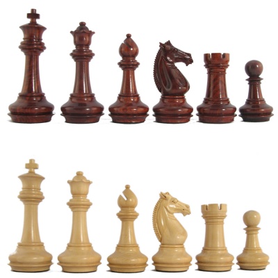 4" MoW Crimson Rosewood Phalanx Signature Staunton Chess Pieces