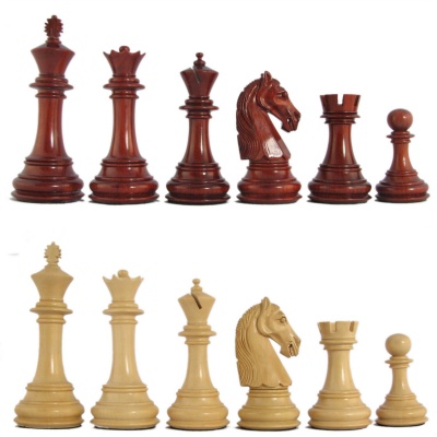 4 1/2" MoW Crimson Rosewood Caesarian Staunton Chess Pieces