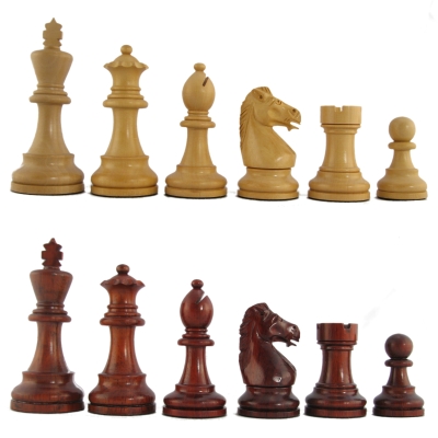 4" Mark of Westminster Crimson Rosewood Hoplites Staunton Chess Pieces