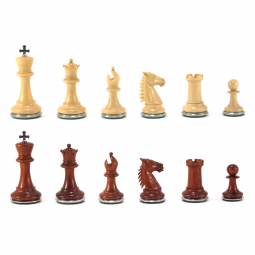 3 1/2" MoW Padouk Conqueror Staunton Chess Pieces with Steel Bases