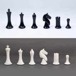 3 3/4" MoW Black and White Lacquered Equinox Staunton Chess Pieces