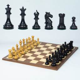 4 1/4" Ebony Imperial Crown Staunton Chess Set