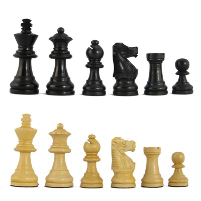 2 1/2" MoW Charcoal Ebony Executive French Staunton Chess Pieces