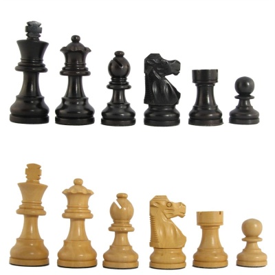 3" MoW Charcoal Ebony Executive French Staunton Chess Pieces