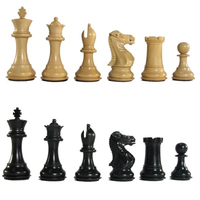 3" MoW Ebony Chess Pieces - Legionnaires Staunton