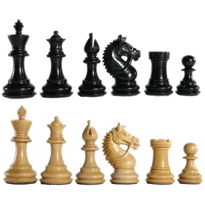 3" MoW Ebony Chess Pieces - Centurion Staunton