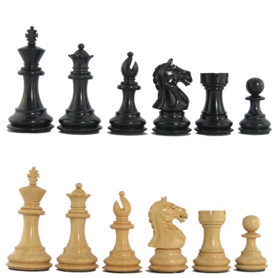 3" MoW Ebony Chess Pieces - Imperator Staunton