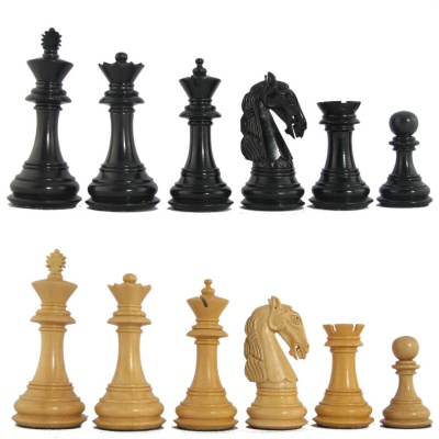 3 1/2" MoW Ebony Caesarian Staunton Chess Pieces