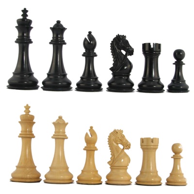 4 3/4" MoW Ebony Praetorian Signature Staunton Chess Pieces