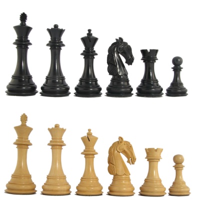 4 1/2" MoW Ebony Caesarian Staunton Chess Pieces