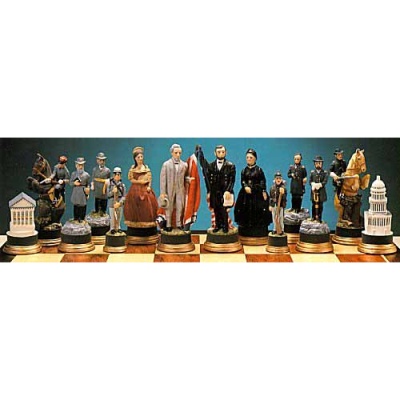 American Civil War Hand Painted Crushed Stone Chess Pieces