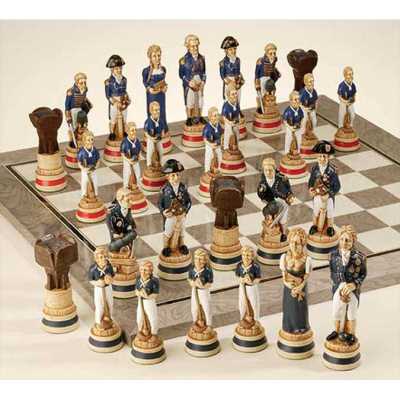 Battle of Trafalgar Hand Decorated Crushed Stone Chess Pieces