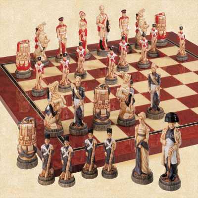 Battle of Waterloo Hand Decorated Crushed Stone Chess Pieces