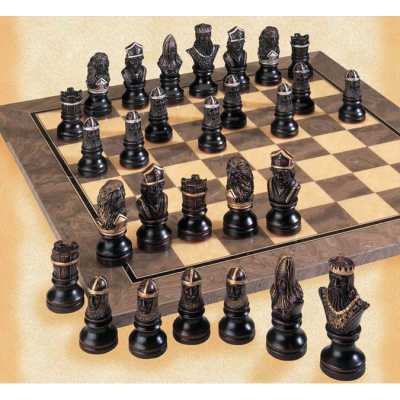 Richard the Lionheart Hand Decorated Crushed Stone Chess Pieces