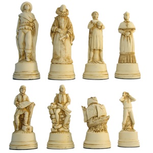 Christopher Columbus Crushed Stone Chess Pieces