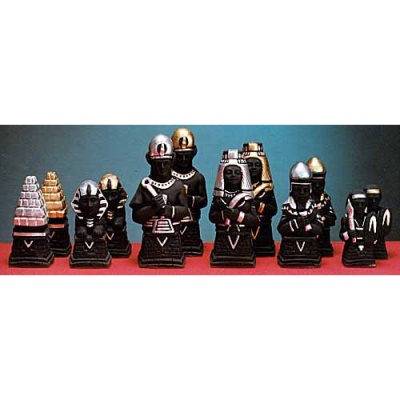 Egyptian Hand Painted Crushed Stone Chess Pieces