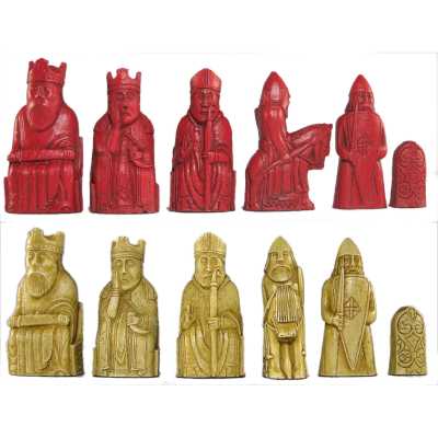 Red Isle of Lewis Crushed Stone Chess Pieces