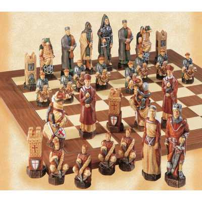 The Crusades Hand Decorated Crushed Stone Chess Pieces